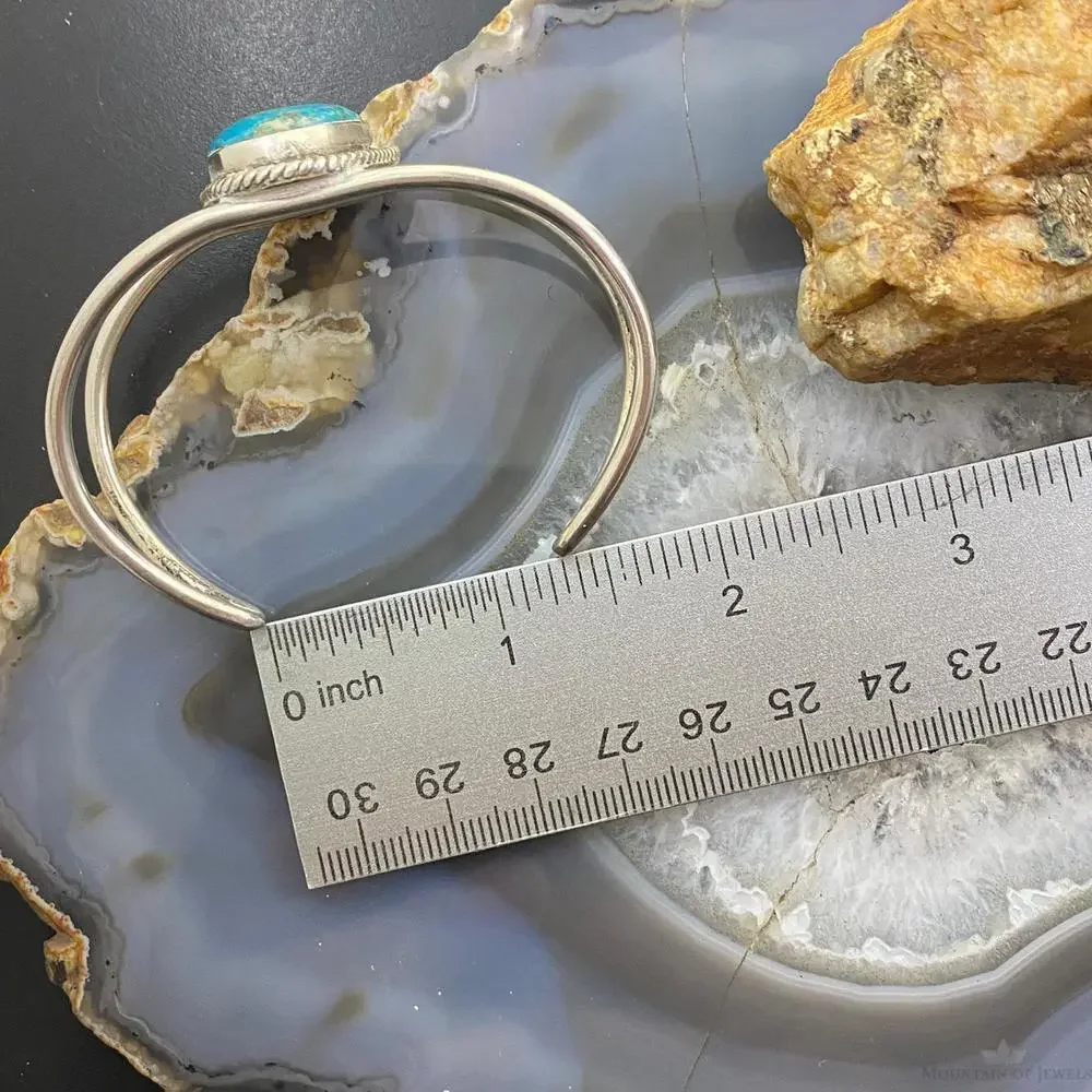 Vintage Native American Silver Turquoise Split Shank Bracelet For Women